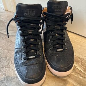 Jimmy Choo Black Croc-Embossed High-Top Sneakers with White Soles
